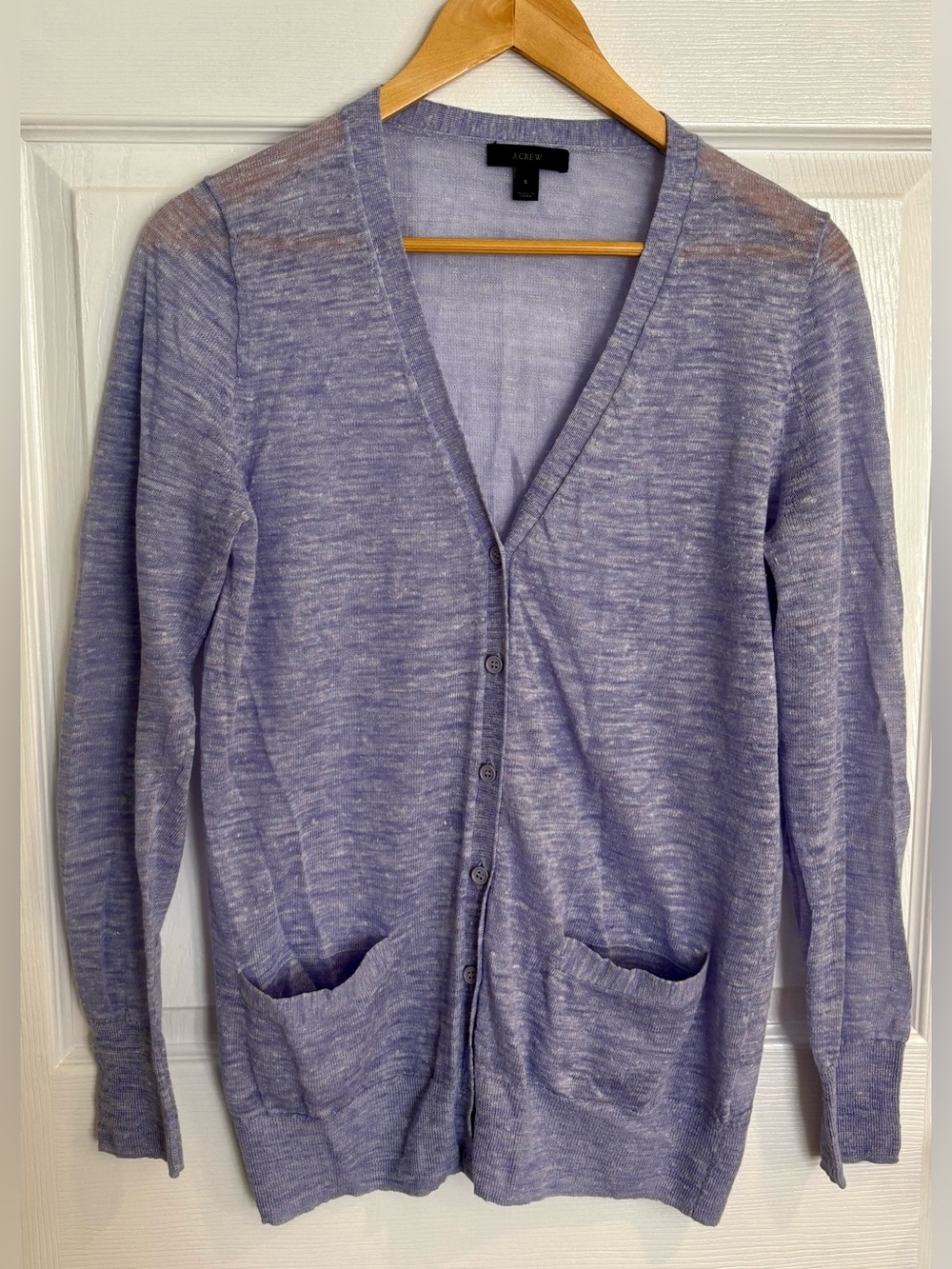J. Crew Heathered Lavender Button-Front Cardigan